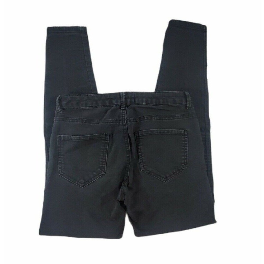 Zara Basic Jeans 4 Womens Solid Black Low Rise Motto Style Zipper Skinny Denim
